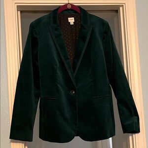 J. Crew Women's Dark Green Velvet Blazer